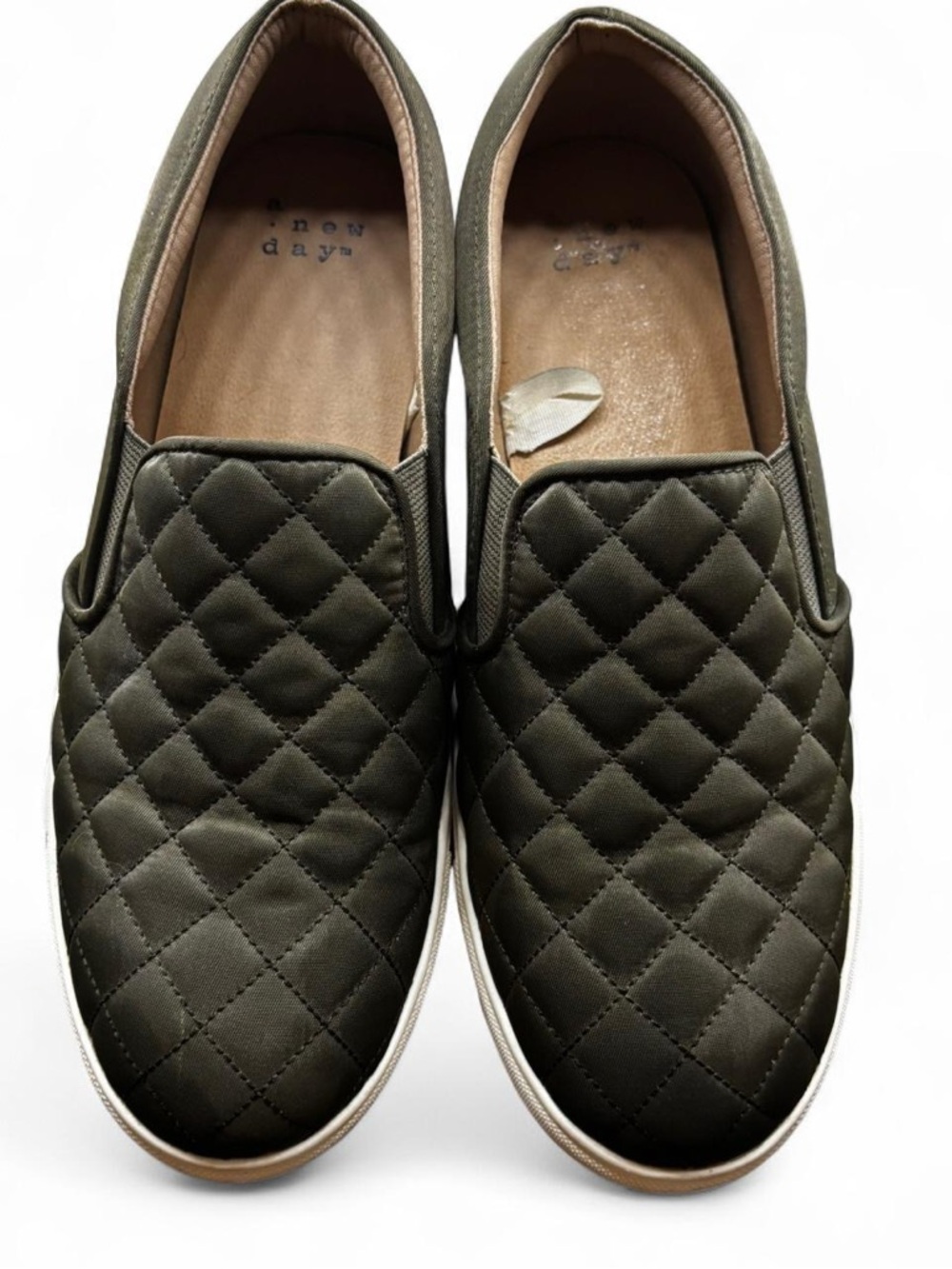 a new day Quilted Slip-On Loafers in Olive Green